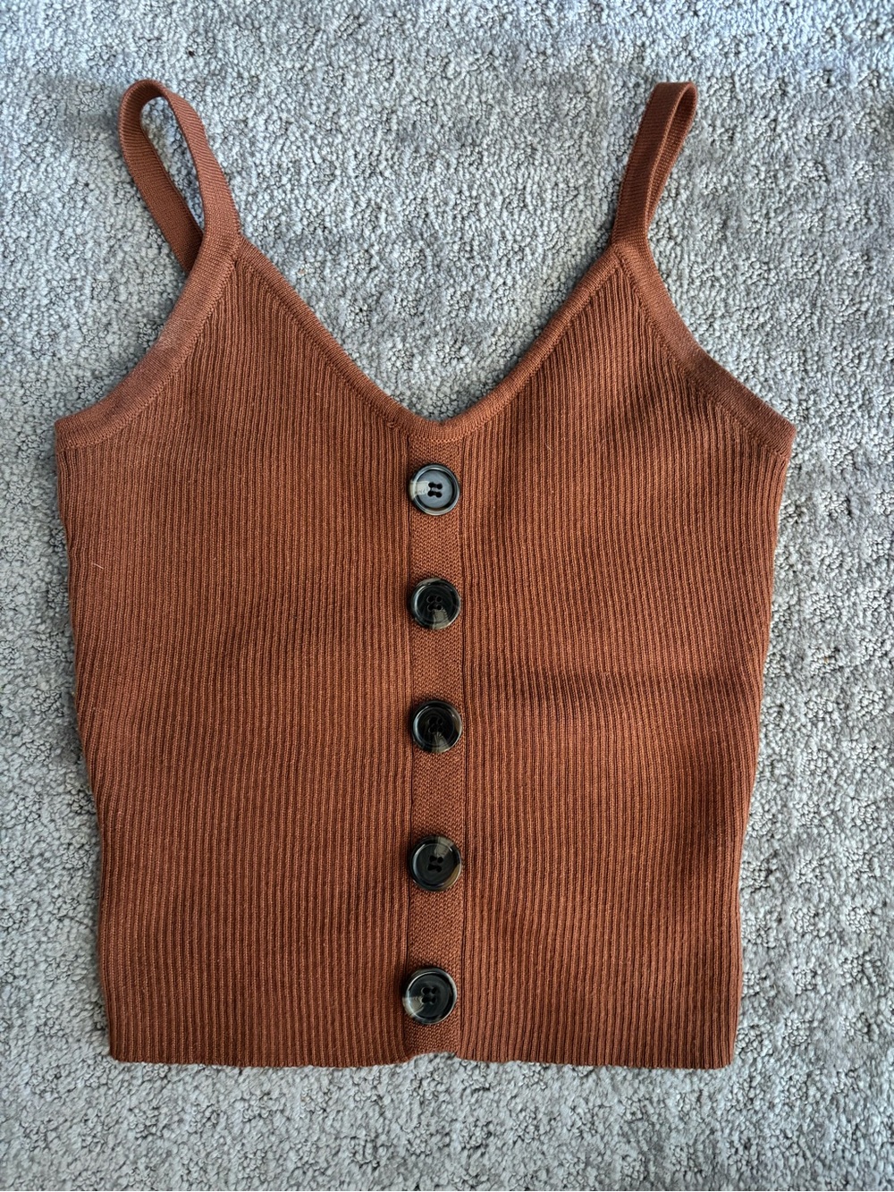 Almost Famous Rust Brown Ribbed Button-Front Cami